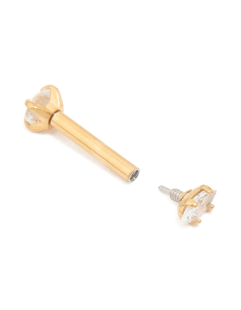 Gold Plated Surgical Steel Cubic Zirconia Reversible Flat Back Stud
