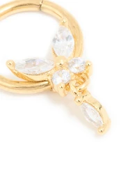 Anneau à clic en acier cirquable en acier cirquable, en zircone marquise, bague à clic
