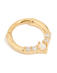 Gold Plated Surgical Steel Cubic Zirconia Marquise Clicker Ring