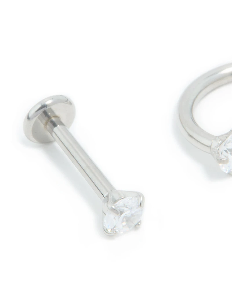 Surgical Steel Cubic Zirconia Ear & Body Jewellery 3-Pack