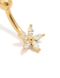 Gold Plated Surgical Steel Cubic Zirconia Star Belly Bar