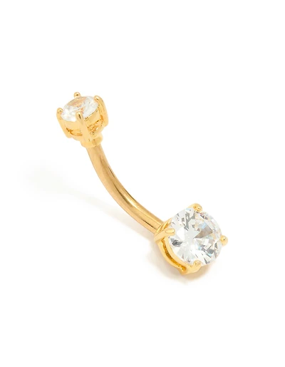 Gold Plated Titanium Cubic Zirconia Mini & Medium Belly Bar