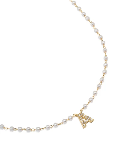 Gold Plated Pearl Letter A Necklace