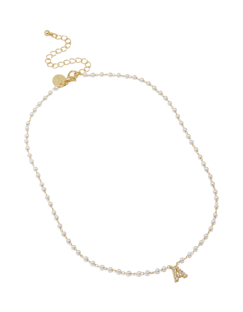 Gold Plated Pearl Letter A Necklace