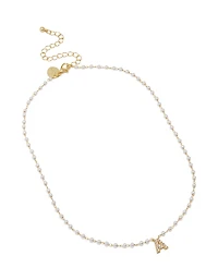 Gold Plated Pearl Letter A Necklace