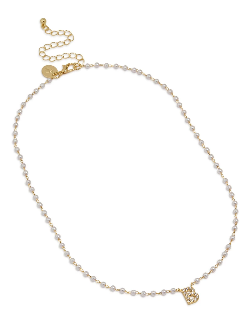 Gold Plated Pearl Letter B Necklace