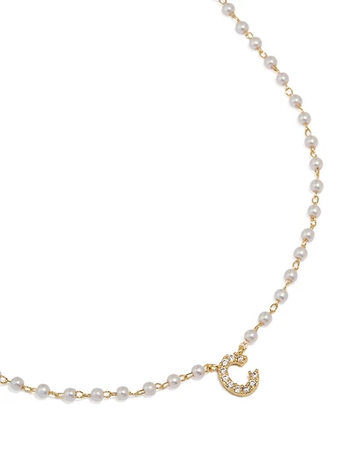 Gold Plated Pearl Letter C Necklace