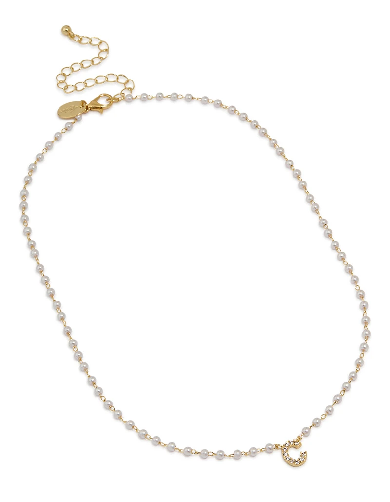 Gold Plated Pearl Letter C Necklace