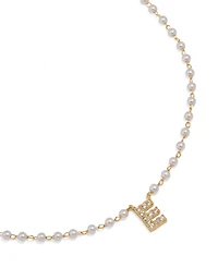 Gold Plated Pearl Letter E Necklace