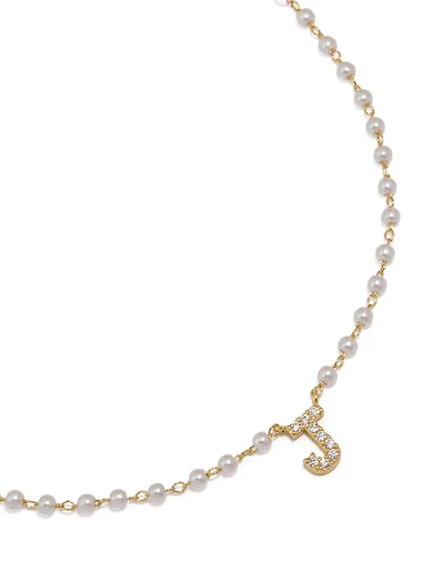 Gold Plated Pearl Letter J Necklace