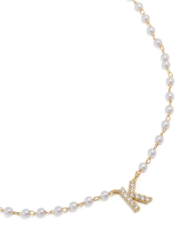 Gold Plated Pearl Letter K Necklace