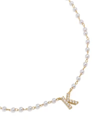 Gold Plated Pearl Letter K Necklace