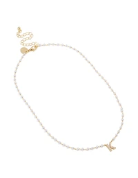 Gold Plated Pearl Letter K Necklace