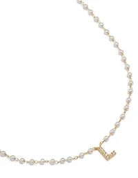 Gold Plated Pearl Letter L Necklace