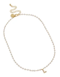 Gold Plated Pearl Letter L Necklace