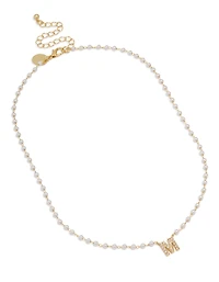 Gold Plated Pearl Letter M Necklace
