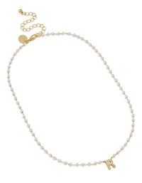 Gold Plated Pearl Letter R Necklace