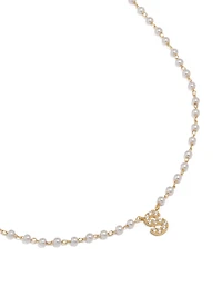 Gold Plated Pearl Letter S Necklace