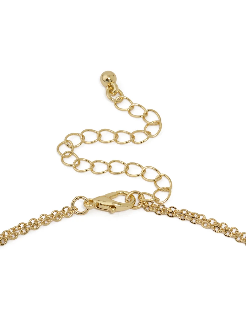 Gold Plated Cubic Zirconia Bezel Letter A Layered Necklace
