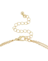 Gold Plated Cubic Zirconia Bezel Letter C Layered Necklace