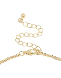 Gold Plated Cubic Zirconia Bezel Letter E Layered Necklace