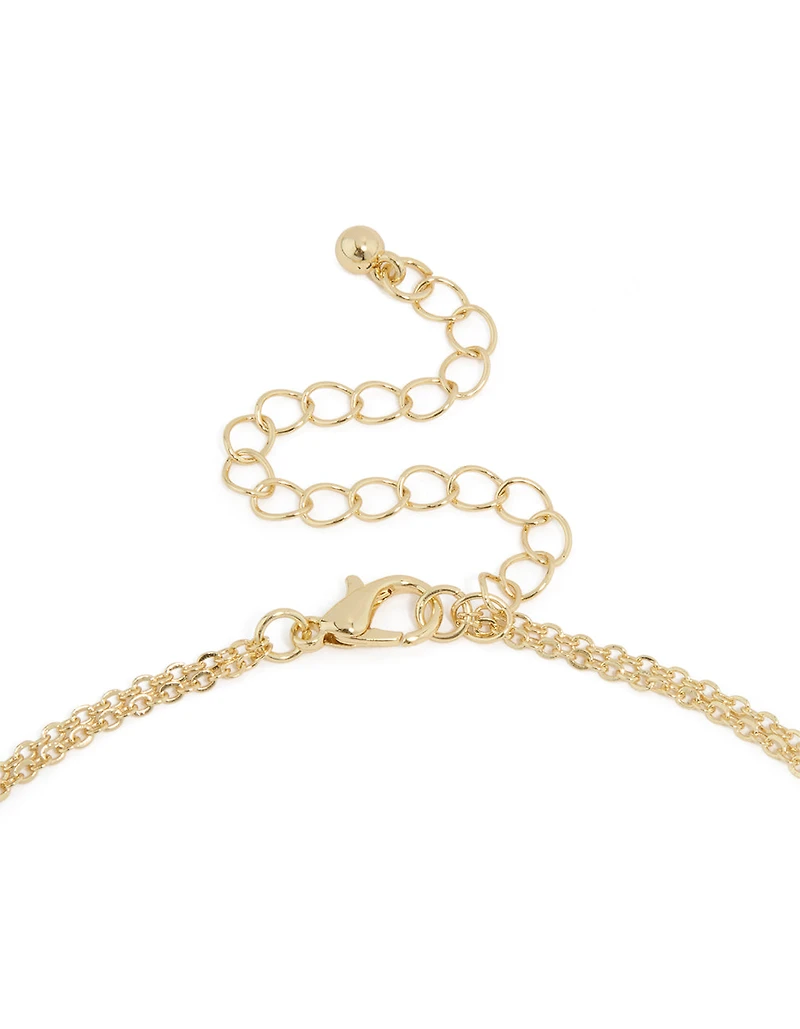 Gold Plated Cubic Zirconia Bezel Letter J Layered Necklace