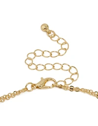 Gold Plated Cubic Zirconia Bezel Letter M Layered Necklace