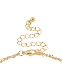 Gold Plated Cubic Zirconia Bezel Letter R Layered Necklace