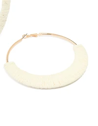 Cream Raffia Large Hoop Earrings