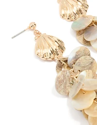 Gold Genuine Shell Circle Drop Earrings