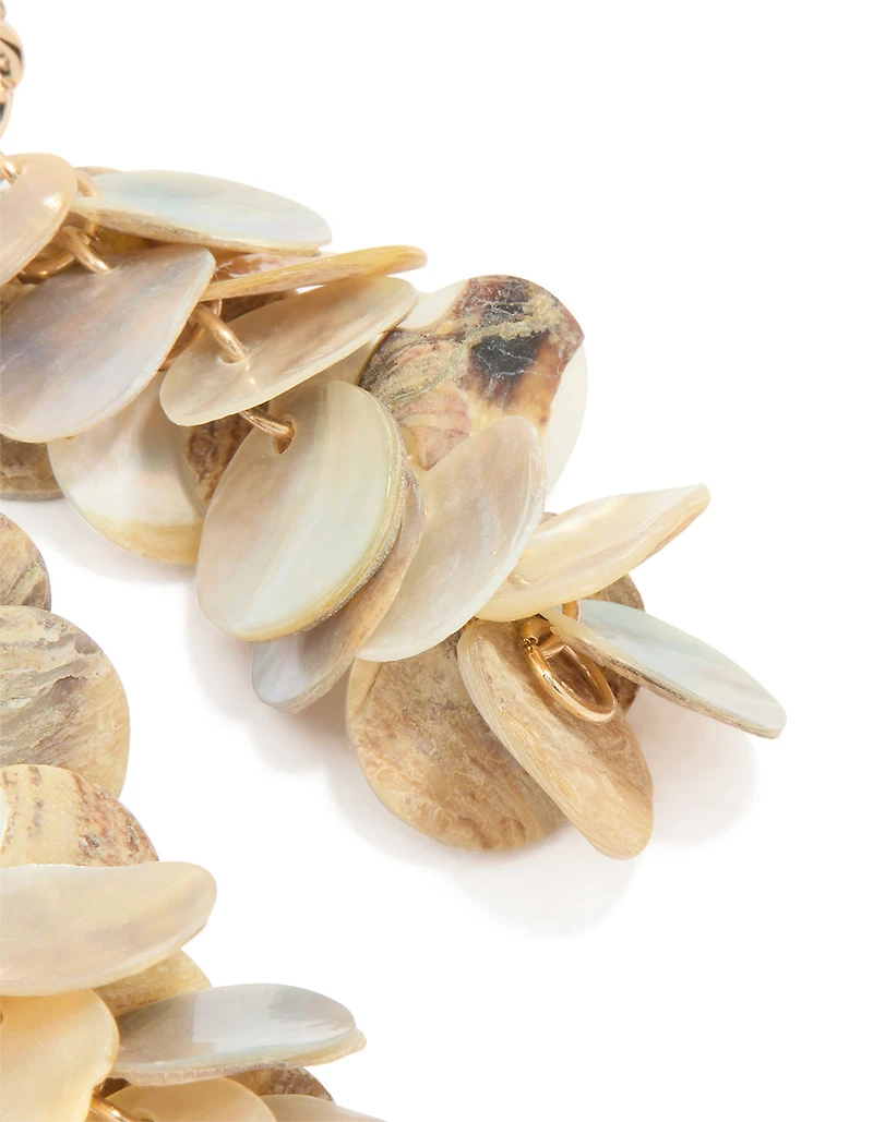 Gold Genuine Shell Circle Drop Earrings