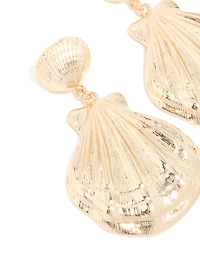 Gold Mega Shell Drop Earrings