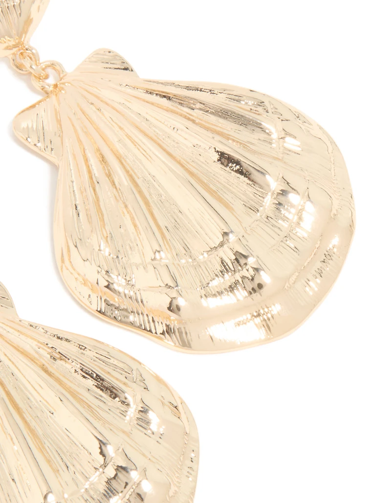 Gold Mega Shell Drop Earrings