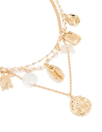 Gold Sea Charm Layered Necklace