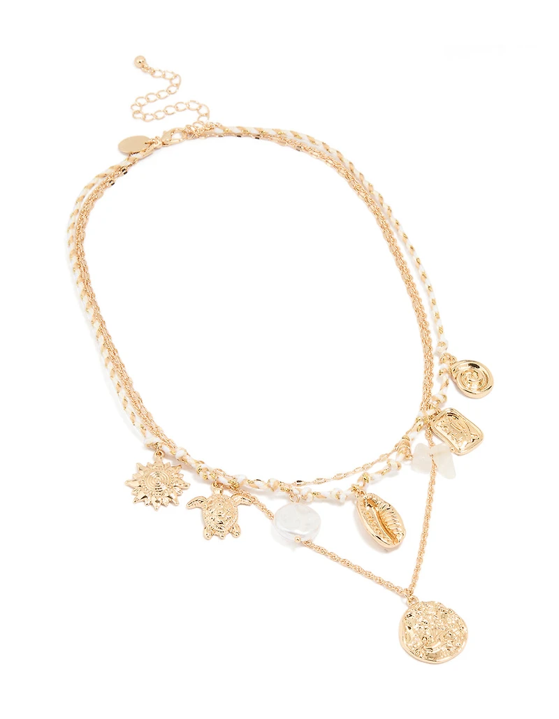 Gold Sea Charm Layered Necklace
