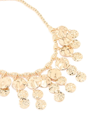 Gold Molten Coin Charm Necklace