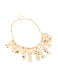 Gold Molten Coin Charm Necklace