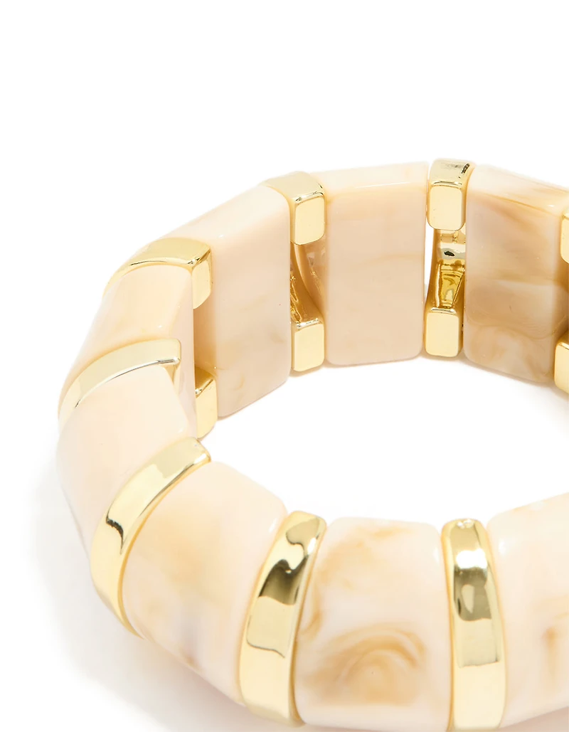 Gold Marble Large Stretch Bracelet