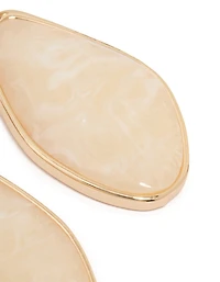 Gold Organic Stone Diamond-Shaped Drop Earrings
