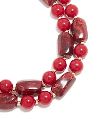Collier rouge en acrylique perlé