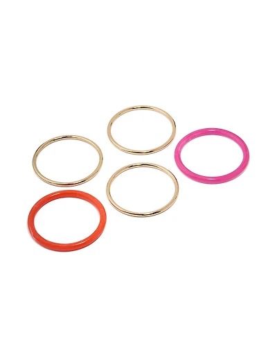 Gold Red & Pink Bangles 5-Pack