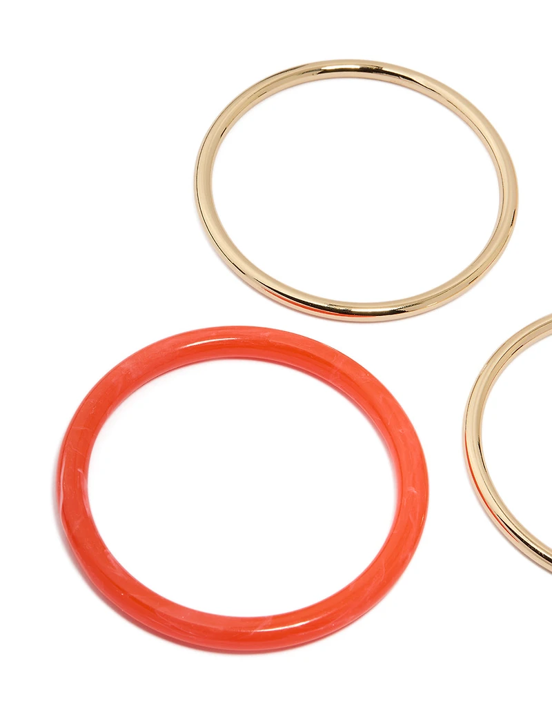 Gold Red & Pink Bangles 5-Pack