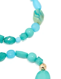 Gold Blue Beaded Stretch Bracelets 3-Pack