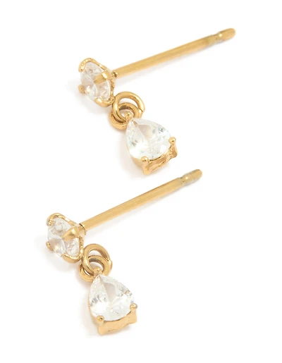 Gold Plated Surgical Steel Small Cubic Zirconia Drop Earrings