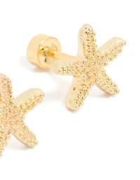 Kids Gold Plated Surgical Steel Starfish Stud Earrings