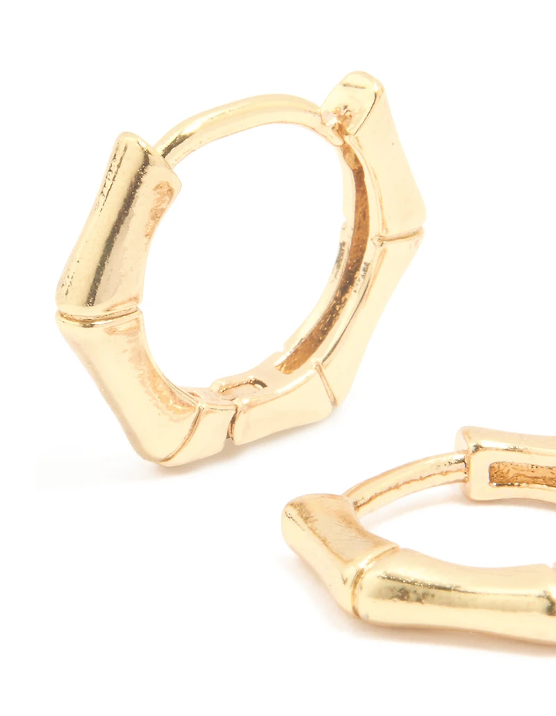 Gold Plated Surgical Steel Bamboo Clicker Earrings