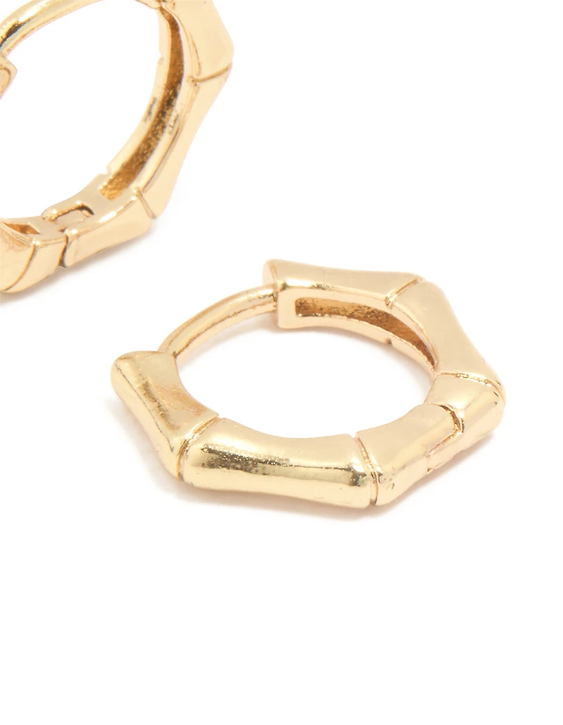 Gold Plated Surgical Steel Bamboo Clicker Earrings