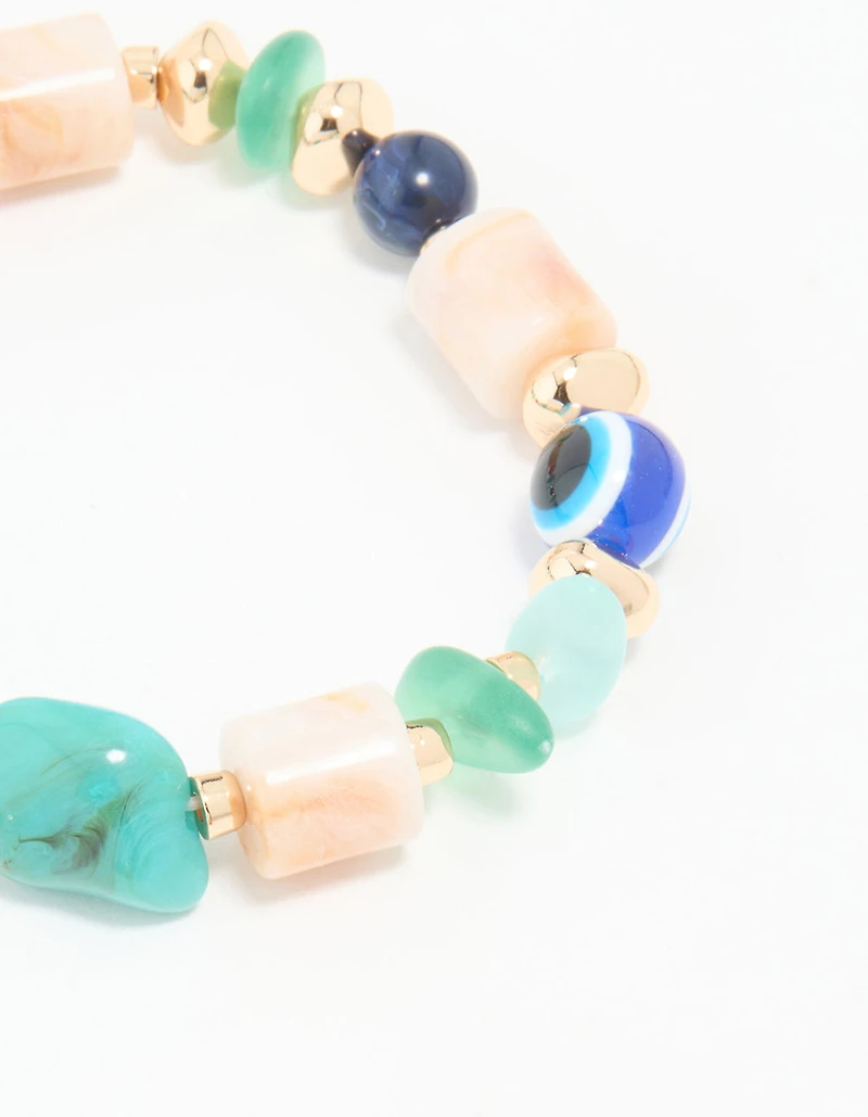 Multicoloured Acrylic Beaded Stretch Bracelets 3-Pack