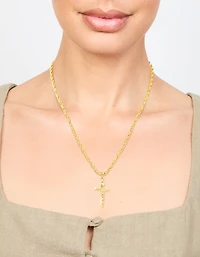 Gold Plated Twisted Chain Cross Necklace