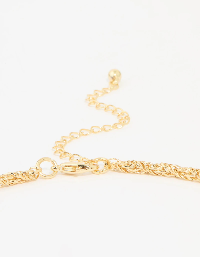 Gold Plated Twisted Chain Cross Necklace